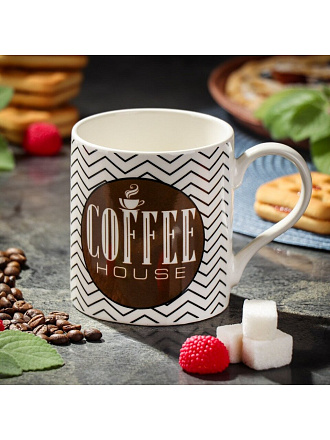 Кружка керамика, 350 мл, Кофейная фантазия, Y6-10183, в ассортименте
