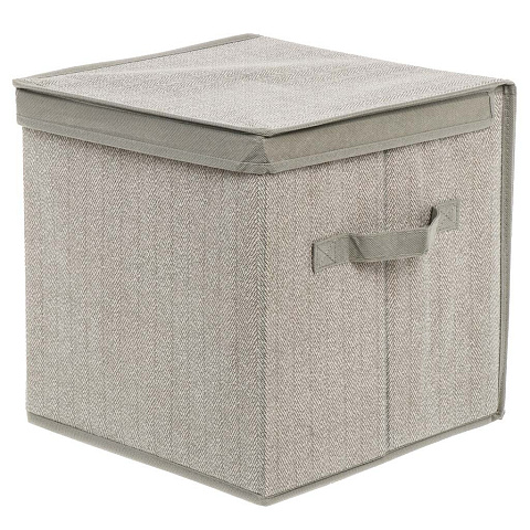 Коробка для хранения, 1 секция, с крышкой, 30х30х30 см, нетканный материал, с ручкой, серая, Д70302.13