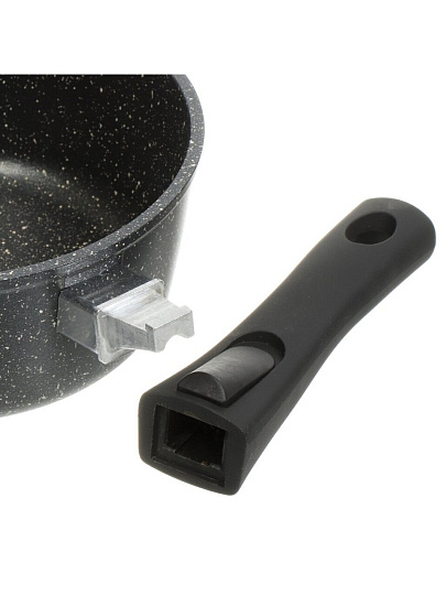 Ковш алюминий, антипригарное покрытие, 1.5 л, бакелитовая ручка, съемная ручка, Горница, Гранит, кш1812аг