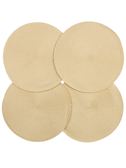Набор салфеток полимер, 38х38 см, кругл, 4 шт, кремов, МП, Y6-2545