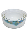 Салатник стеклокерамика, круглый, 3 шт, 9 см, 19,16,14 см, 0.5,0.8,1.4 л, с крышкой, Флюид, Daniks, синий - фото 6