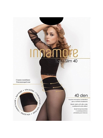 Колготки Innamore, Talia Slim, 40 DEN, р. 2, nero/черные, без шортиков, эластичные, с ультрашироким утягивающим поясом