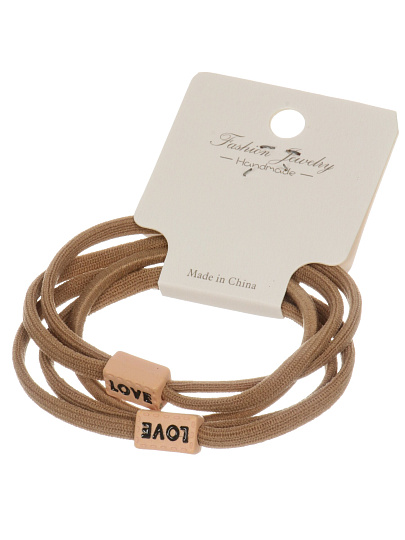 Набор резинок 3 шт, полиэстер, резина, в ассортименте, с надписью Love и бусинами, A110066