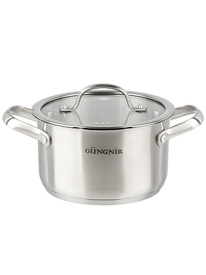 Кастрюля нержавеющая сталь, 2.2 л, крышка стекло, Катунь, Nord, GR01-D-18, индукция