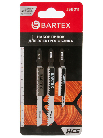 Набор пилок для электролобзика, Bartex, по дереву, металлу, 3 шт, T101B, T111C, T119BO, JSB011