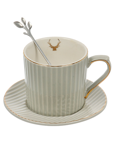 Чайная пара керамика, 3 предмета, на 1 персону, 180 мл, Вертикаль, B010408, в ассортименте