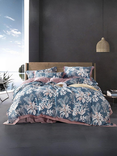Постельное белье евро, простыня 220х240 см, 2 наволочки 70х70 см, 2 наволочки 50х70 см, пододеяльник 200х220 см, Silvano, поплин, Растения 31/005-PCE/SL