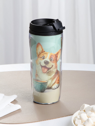 Термокружка пластик, 0.38 л, Daniks, колба пластик, YYCF001-dg