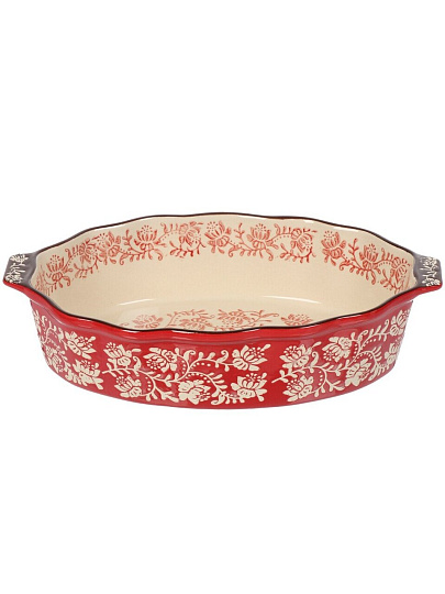 Форма для запекания керамика, 28.9х18.7х6 см, 1.5 л, фигурная, Ветви на красном, Y6-10301