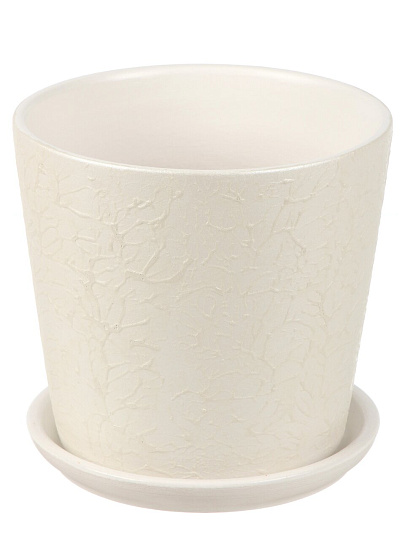 Горшок керамика, 1.45 л, 15х14 см, белый, Перл №3, 022450