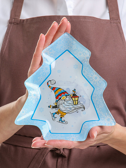 Блюдо стекло в форме елки, 20х16.5 см, Гномик, Daniks