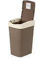 Контейнер для мусора пластик, 20 л, прямоугольный, с крышкой, шоколад, слоновая кость, Violet, Tandem, 842022 - фото 5
