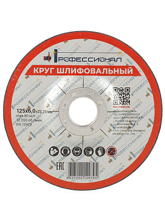 Круг шлифовальный Профессионал, 12560, диаметр 125х6 мм