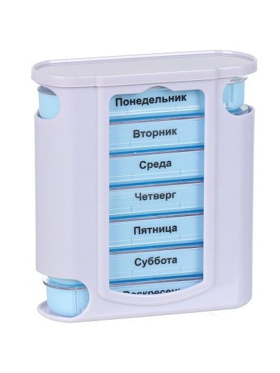 Таблетница для лекарств 11.5x12.8x4.3 см, белая, на 7 дней, 4 приема, пластик, Aqwin, BS0106J