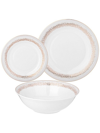 Сервиз столовый фарфор, 18 предметов, на 6 персон, Lefard, Золотой песок, 115-384