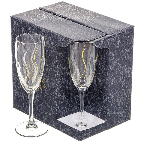 Бокал для шампанского, 170 мл, стекло, 6 шт, Glasstar, Пламя, K2_1687_3