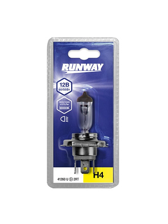 Лампа автомобильная Runway, Н4, RW-H4-b, галоген, 12v 60/55w, блистер