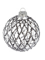 Елочный шар Сетка, прозрачный, синий, 8 см, стекло, F010005