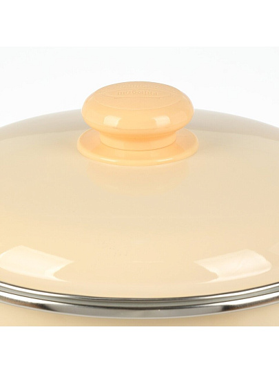 Кастрюля эмалированная сталь, 4 л, крышка сталь, цилиндрическая, Сибирские товары, 9MD201P, слоновая кость, индукция