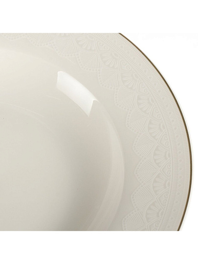 Тарелка суповая, фарфор, 23 см, круглая, White Lace, Fioretta, TDP671