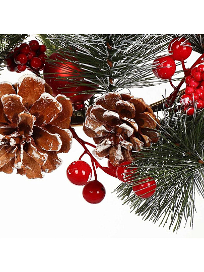 Композиция новогодняя подвесная 41 см, с ягодами и шишками, SYSGZSB-4623140