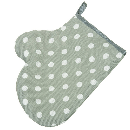 Прихватка-варежка 20х17 см, 100% хлопок, серая, Текстильная лавка, Крупный горох, 30098/39