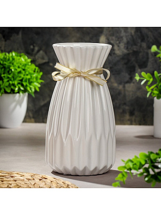 Ваза керамика, настольная, 24.5х11 см, Презент, Y4-3811, белый глянец