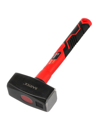 Кувалда 2 кг, кованая в сборе, фибергласовая обрезиненная рукоятка, короткая рукоятка, Bartex