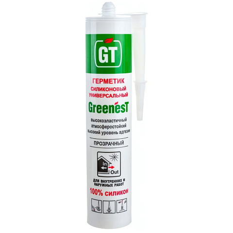 Герметик силиконовый, универсальный, GREENesT, GREENesTun_tranps, 260 мл, бесцветный