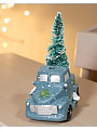 Фигурка МДФ, Грузовичок с елкой, 12х5х6.5 см, новогодняя, с подсветкой, на батарейках, синяя, Y4-8430