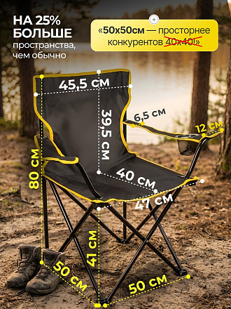 Кресло складное 50х50х80 см, Турист, черное, оксфорд 600D, 100 кг, C010165
