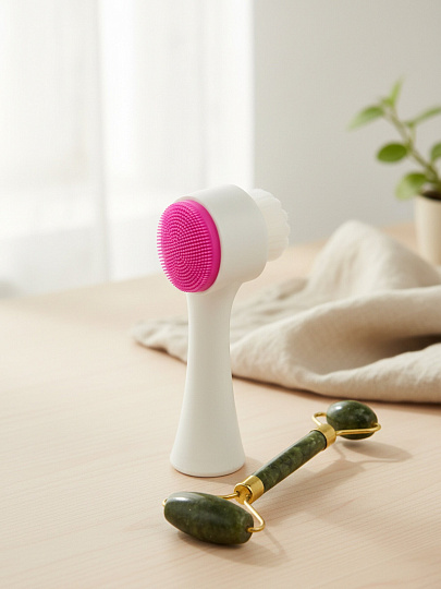 Набор для ухода за лицом, полимер, камень, щетка для умывания и роликовый массажер, в ассортименте, Y4-11509