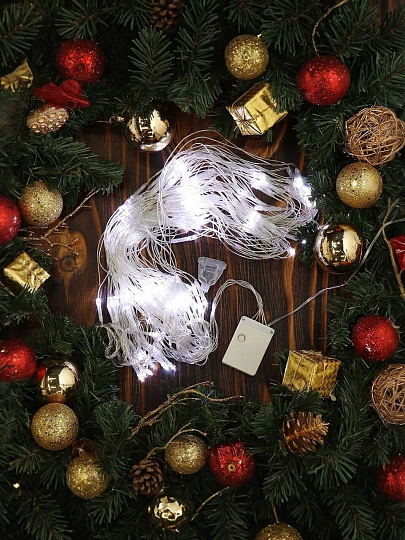Гирлянда 120 ламп, 1.2х1.6 м, 8 режимов, Сеть, свет белый, прозрачная, в помещении, сетевая, SY20L-16