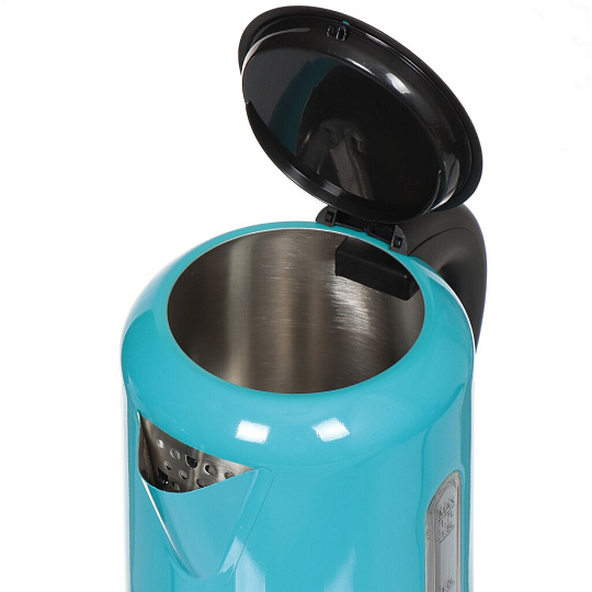 Чайник электрический First, FA-5409-3-BU, голубой, 1.7 л, 2200 Вт, скрытый нагревательный элемент, LED подсветка, сталь