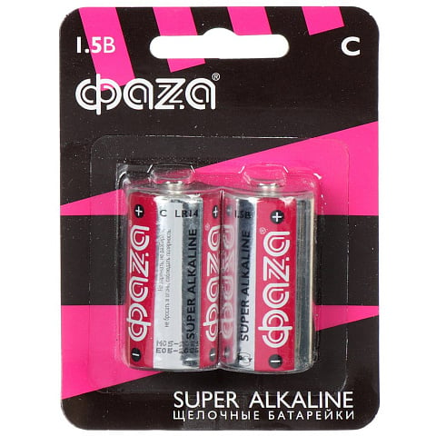 Батарейка ФАZА, C (LR14), Super Alkaline, щелочная, блистер, 2 шт, 2858504