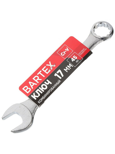 Ключ комбинированный, Bartex, 17 мм, CrV сталь, Эко
