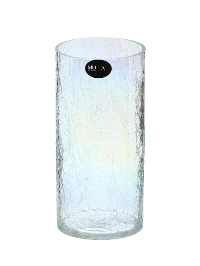 Ваза стекло, настольная, 25 см, Cracle White, 380-627, цилиндр