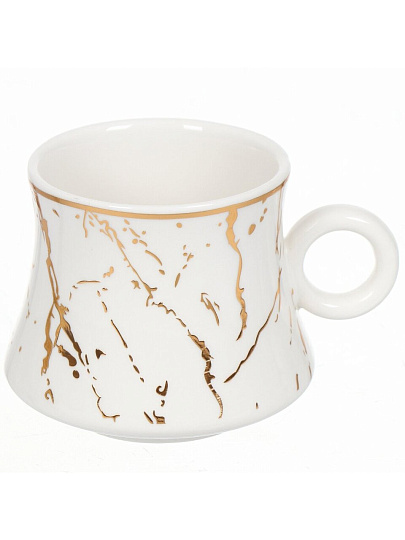 Набор чайный керамика, 7 предметов, на 6 персон, 180 мл, на подносе, Белый мрамор, Y4-3750, подарочная упаковка