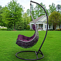 Подвесное кресло Кокон, 1-мест, 70х105х195 см, 150 кг, Green Days, Груша, серое, ротанг, подушка бордовая, YT-1023-19-2620 - фото 2