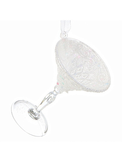 Елочное украшение Бокал, прозрачный с перламутром, 9 см, пластик, Y4-9493