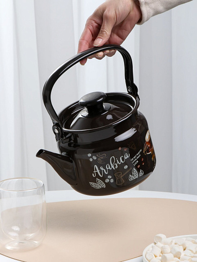 Чайник сталь, эмал, 2 л, цилиндр, ручк металл, Керчь, Арабика, 42704-102/6-У4, корич
