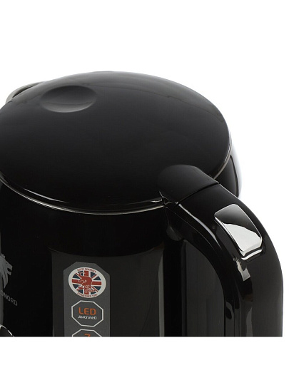 Чайник электрический Leonord, LE-1536, черный, 1.7 л, 2200 Вт, скрытый нагревательный элемент, автоотключение, нержавеющая сталь