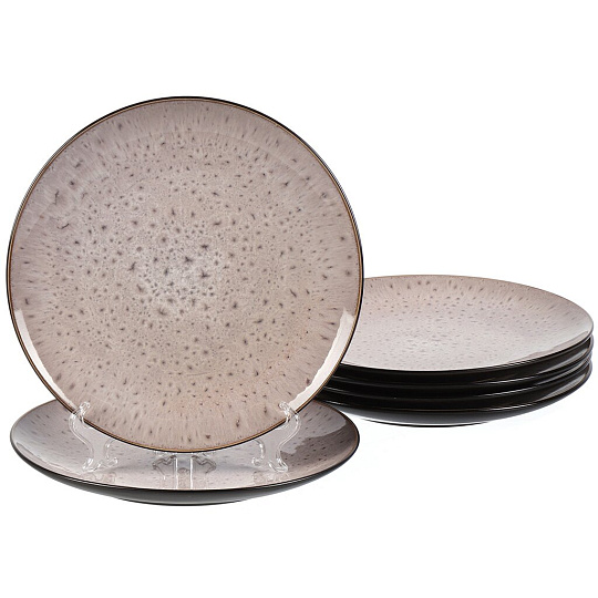 Тарелка обеденная, керамика, 6 шт, 27 см, круглая, Глэнс, Daniks, HMN230212A-D/P