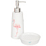 Набор для ванной 4 предмета, Розовый фламинго, стакан, подставка для зубных щеток, дозатор для мыла, мыльница, Y3-875 - фото 2