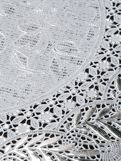 Салфетка для стола ПВХ, 30 см, круг, Grace, Лейс, серебро, LO-1007B