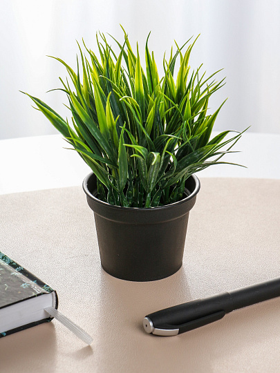 Цветок искусственный декоративный, Трава в кашпо, 15 см, Y4-11117