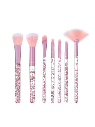 Набор кистей для визажа, пластик, металл, искусственный ворс, 14-15.5 см, 7 шт, чехол ПВХ, 2 цвета, в ассортименте, ЮниLook, 357-357