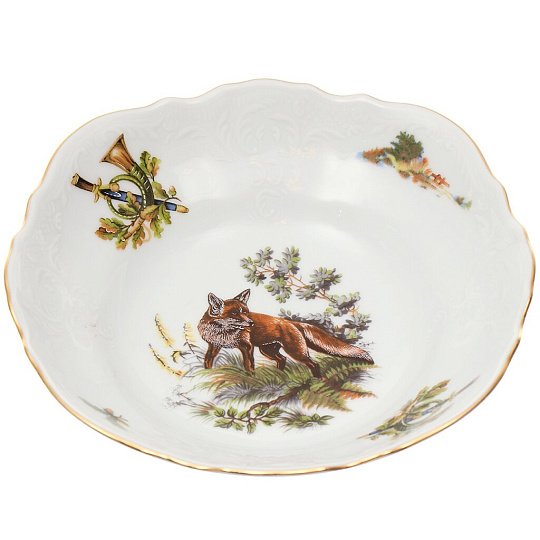 Салатник фарфор, круглый, 19 см, Охотничьи сюжеты Лиса, Bernadotte, P1750678JQZU001011