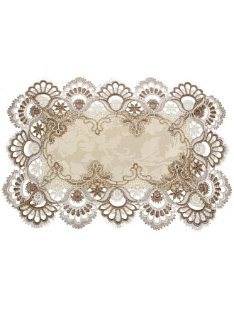 Салфетка сервировочная полимер, 45х30 см, прямоугольная, кружево, бежевая, Y4-9626