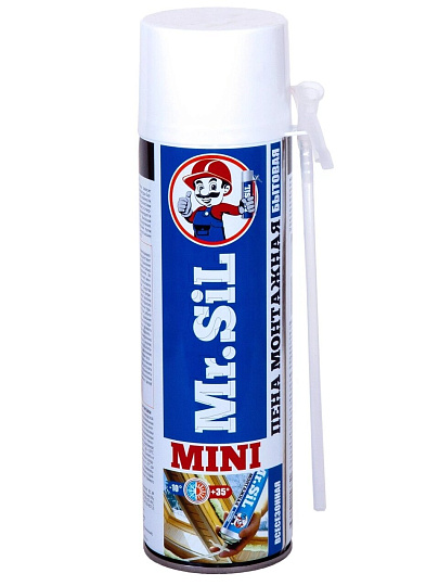 Пена монтажная Mr.SiL, Mini, бытовая, 25 л, 500 мл, всесезонная, 10054